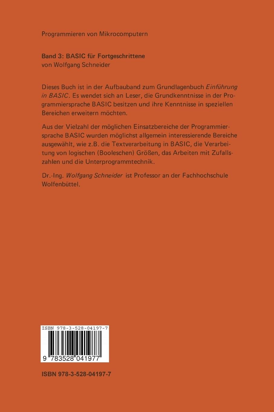 Rückseitencover BASIC für Fortgeschrittene