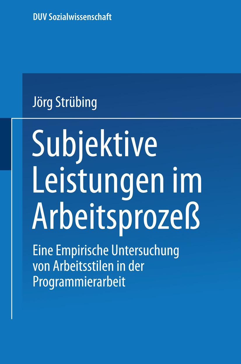 Vorderes Coverbild Subjektive Leistungen im Arbeitsprozeß