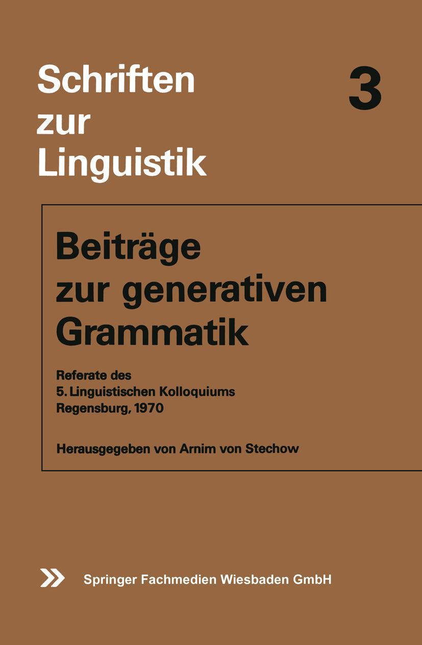 Vorderes Coverbild Beiträge zur generativen Grammatik