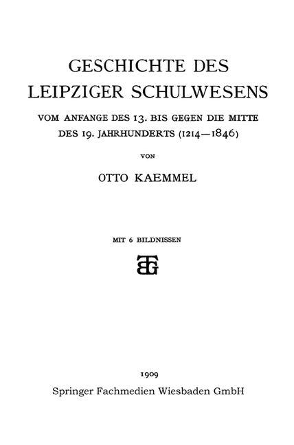 Vorderes Coverbild Geschichte des Leipziger Schulwesens