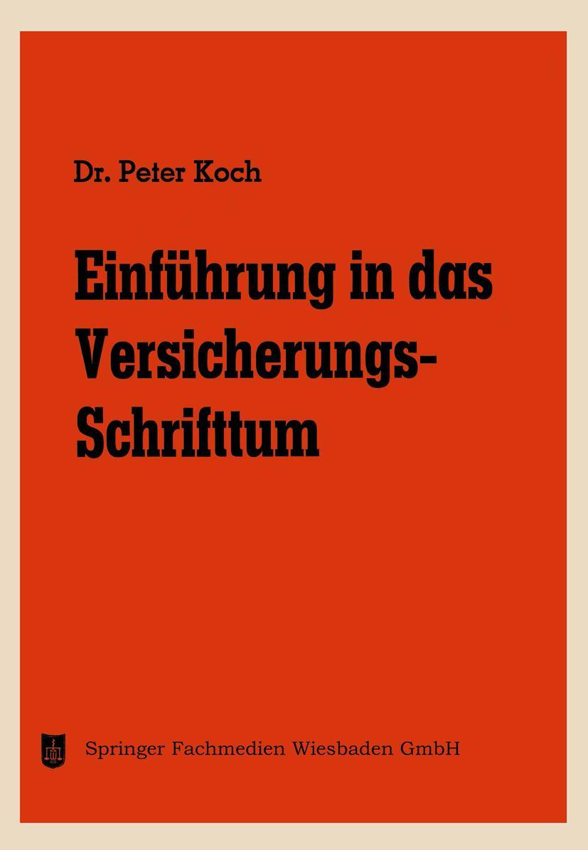 Vorderes Coverbild Einführung in das Versicherungs-Schrifttum