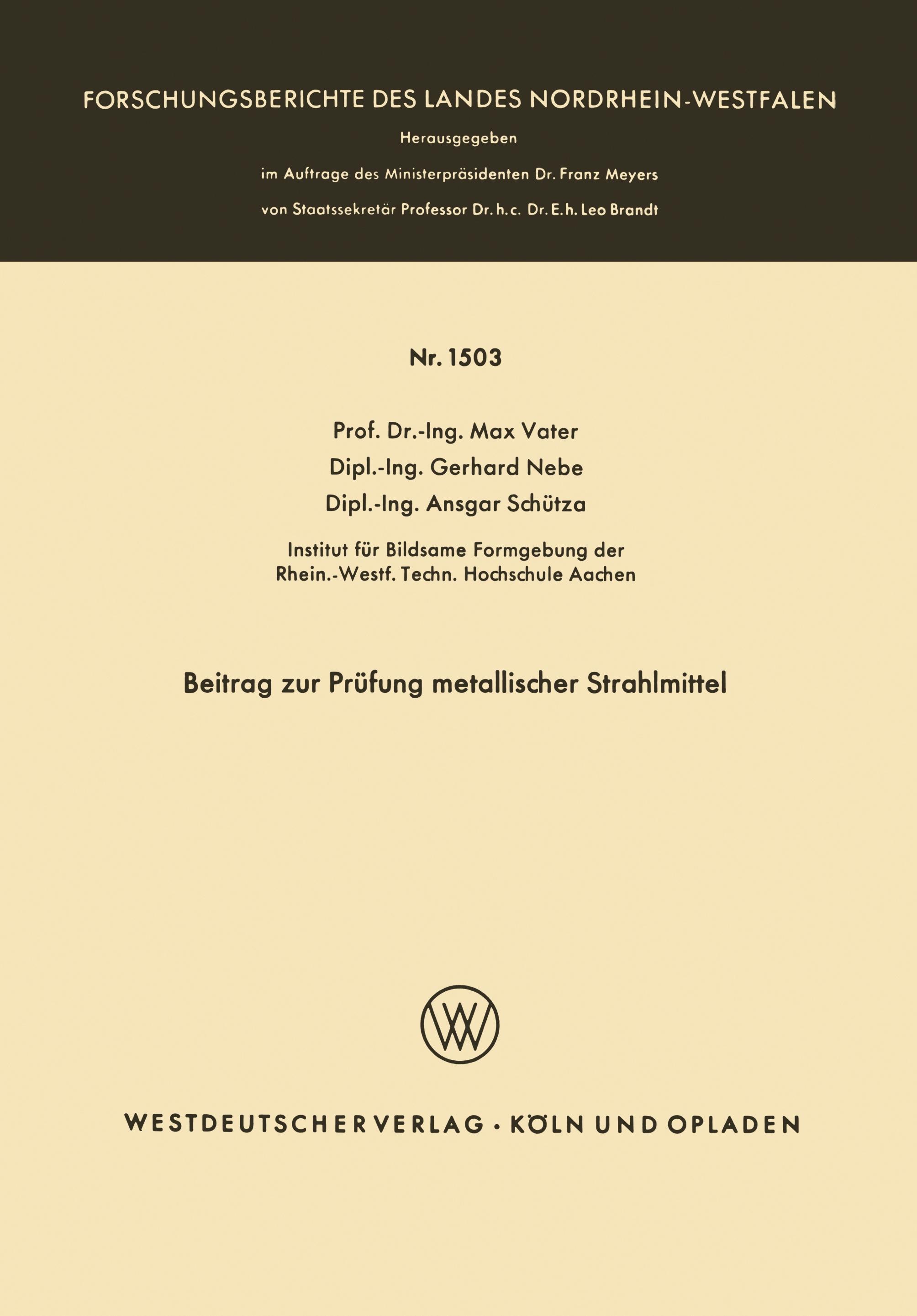 Vorderes Coverbild Beitrag zur Prüfung metallischer Strahlmittel