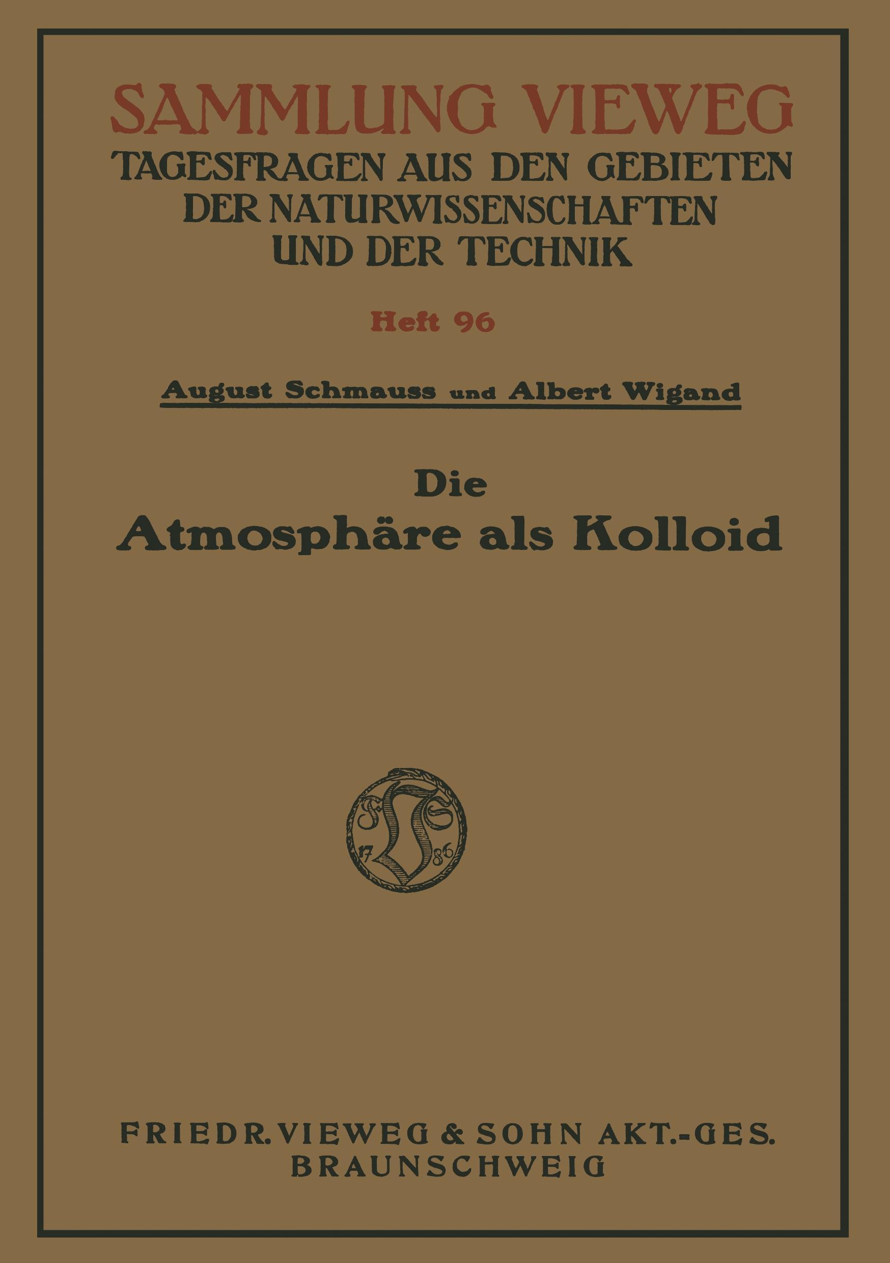 Vorderes Coverbild Die Atmosphäre als Kolloid