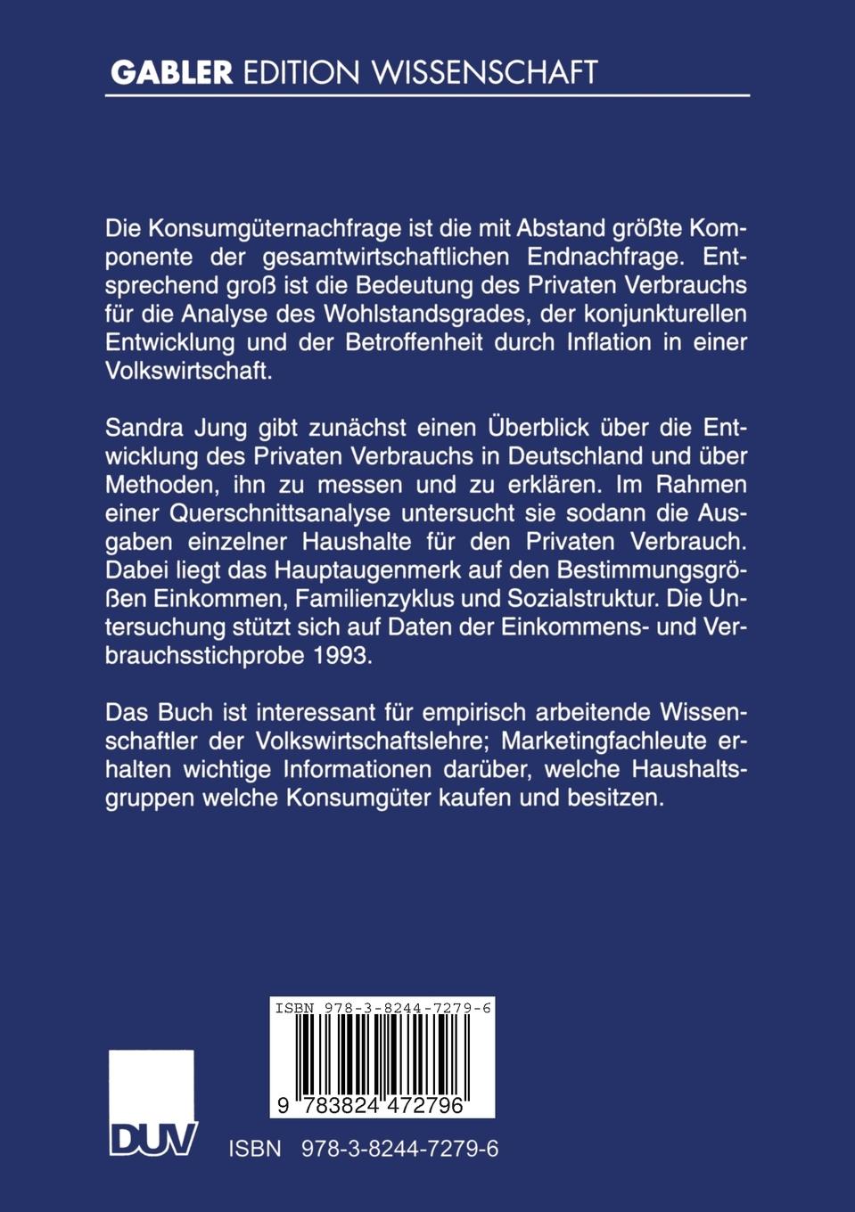 Rückseitencover Privater Verbrauch in Deutschland
