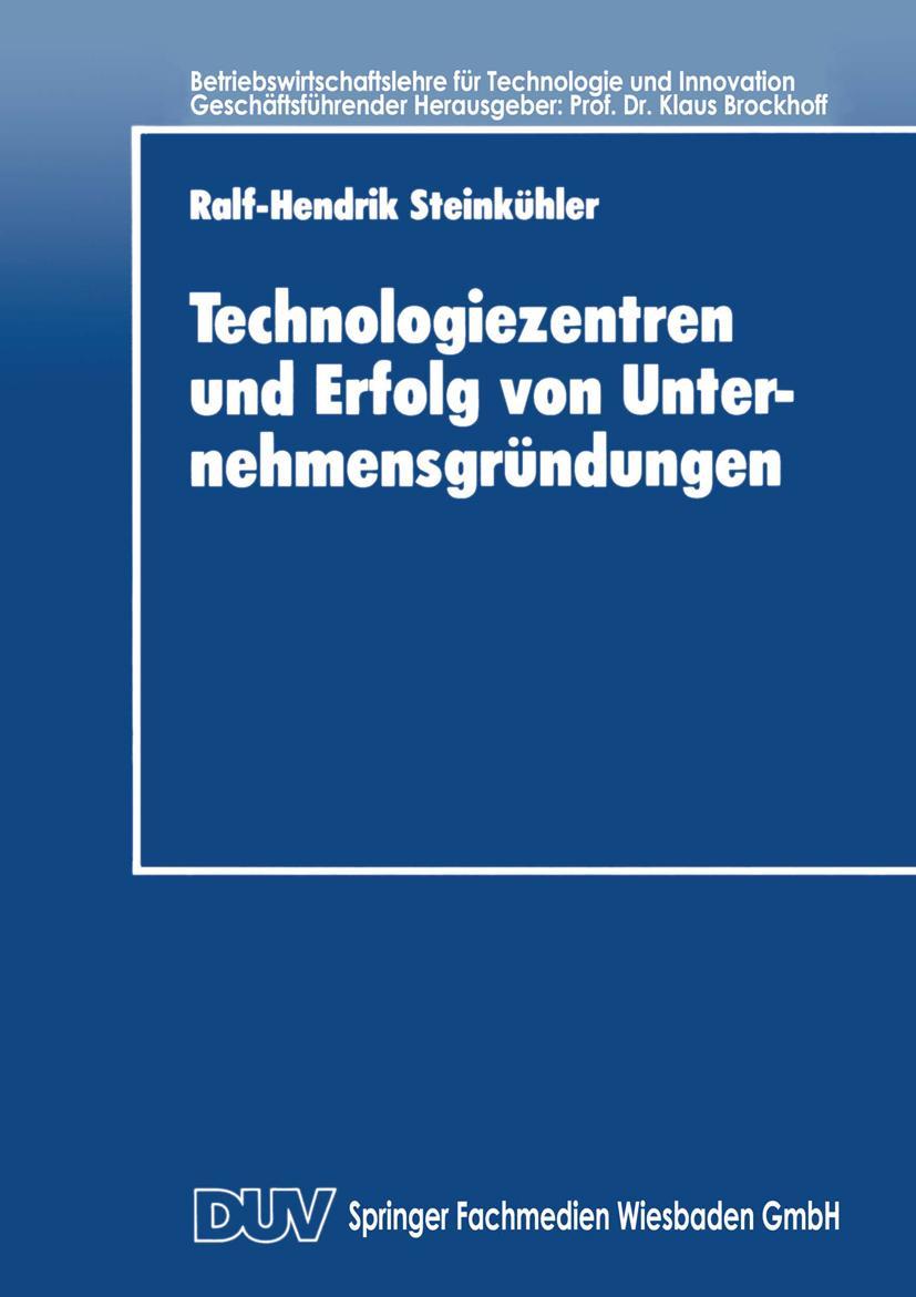 Vorderes Coverbild Technologiezentren und Erfolg von Unternehmensgründungen