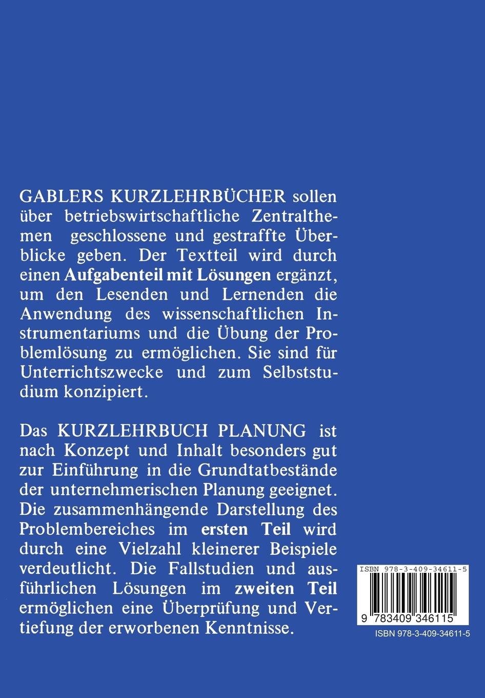 Rückseitencover Kurzlehrbuch Planung
