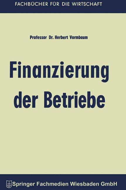 Vorderes Coverbild Finanzierung der Betriebe