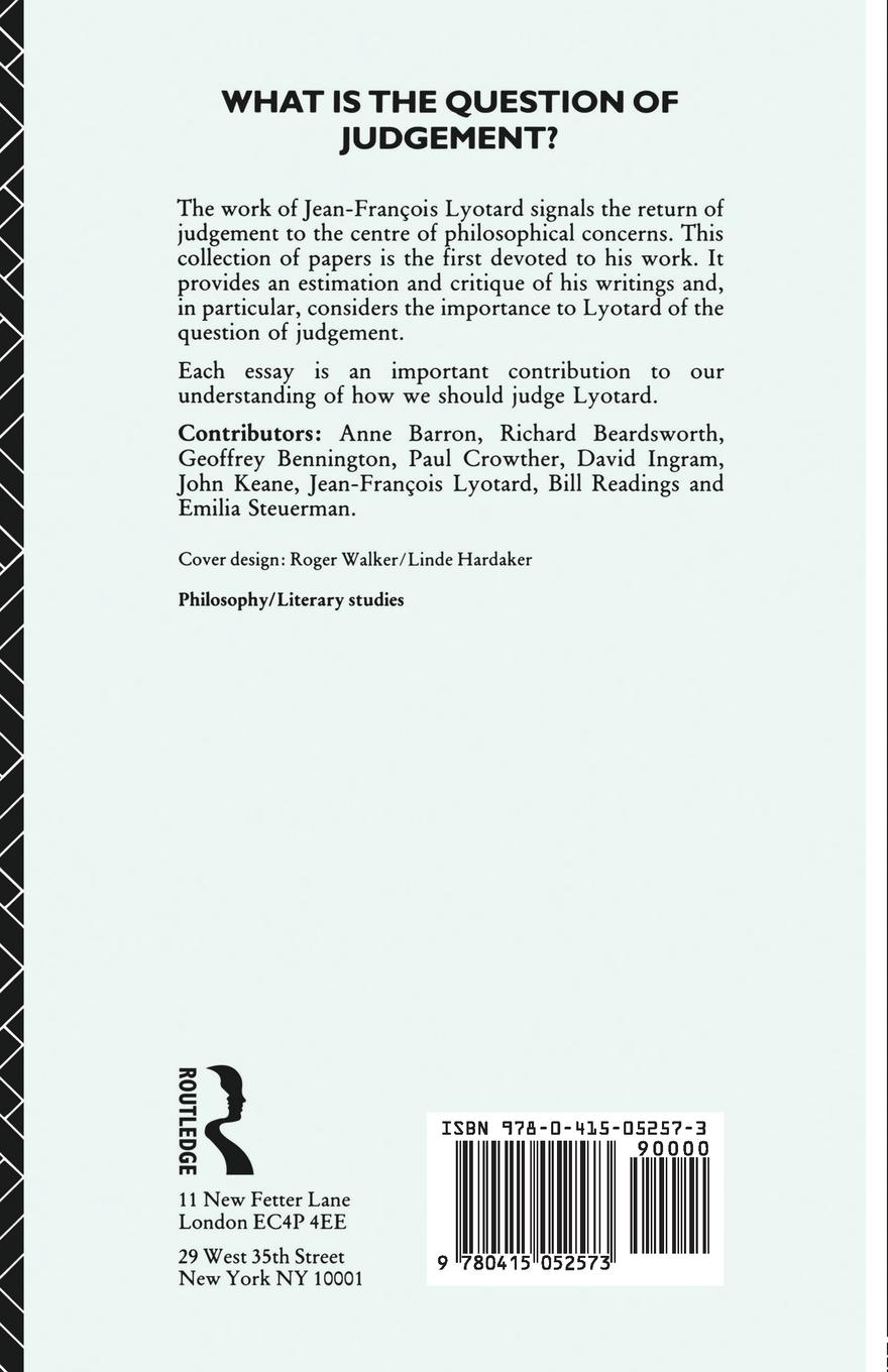 Rückseitencover Judging Lyotard