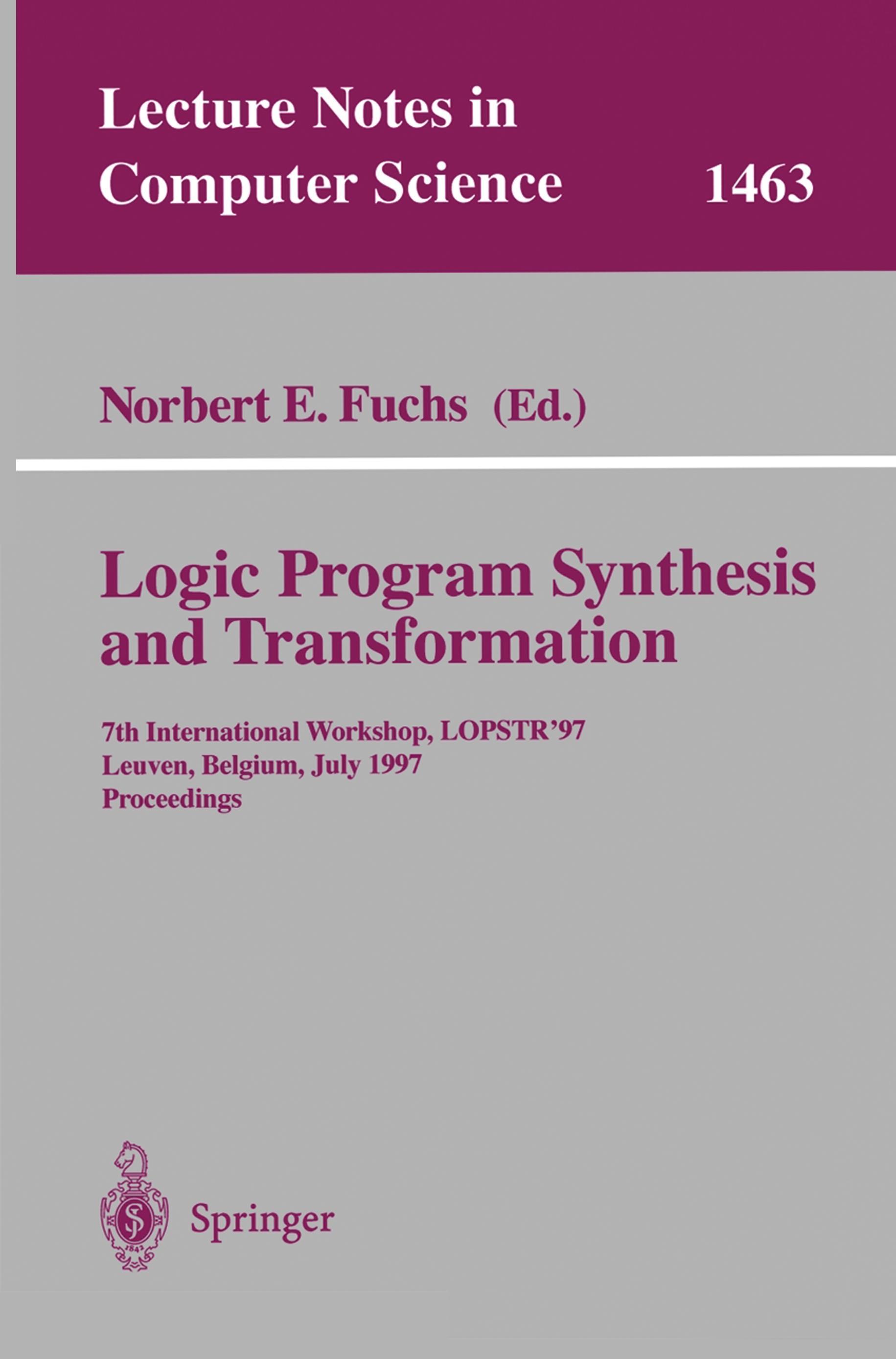 Vorderes Coverbild Logic Program Synthesis and Transformation