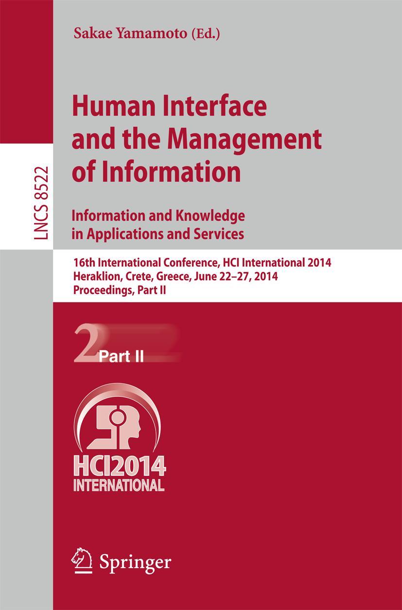 Vorderes Coverbild Human Interface and the Management of Information. Information and Knowledge in Applications and Services