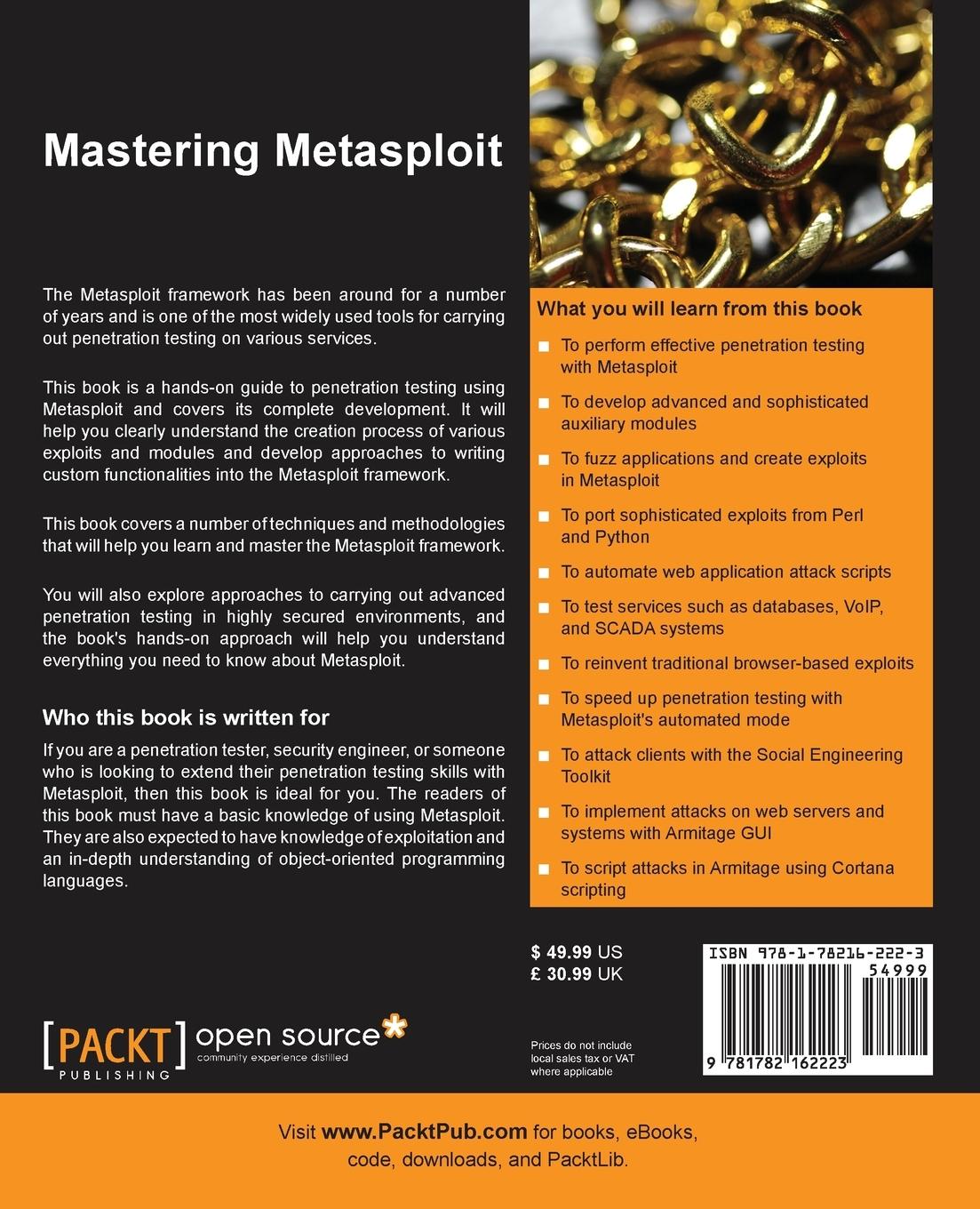 Rückseitencover Mastering Metasploit