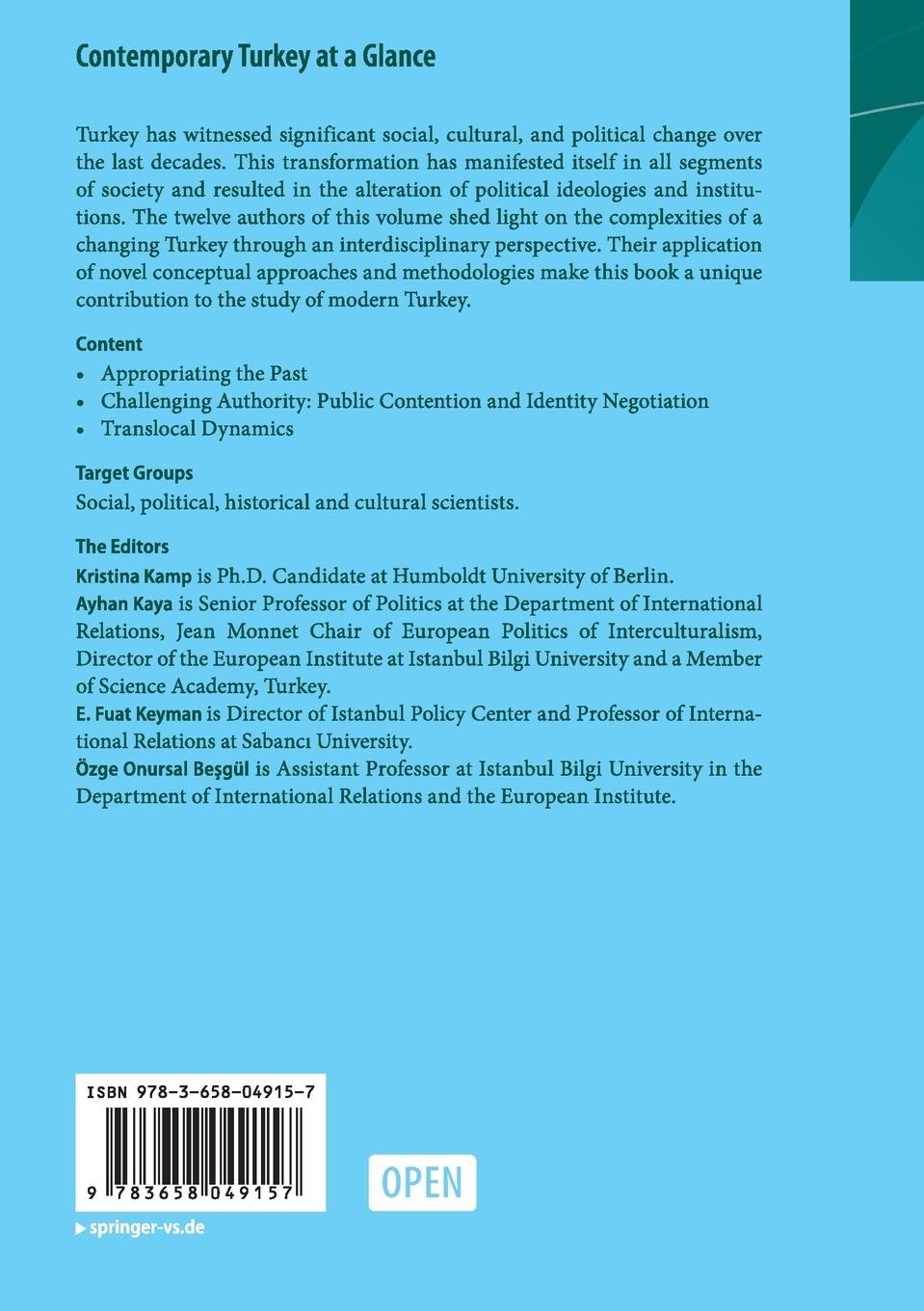 Rückseitencover Contemporary Turkey at a Glance