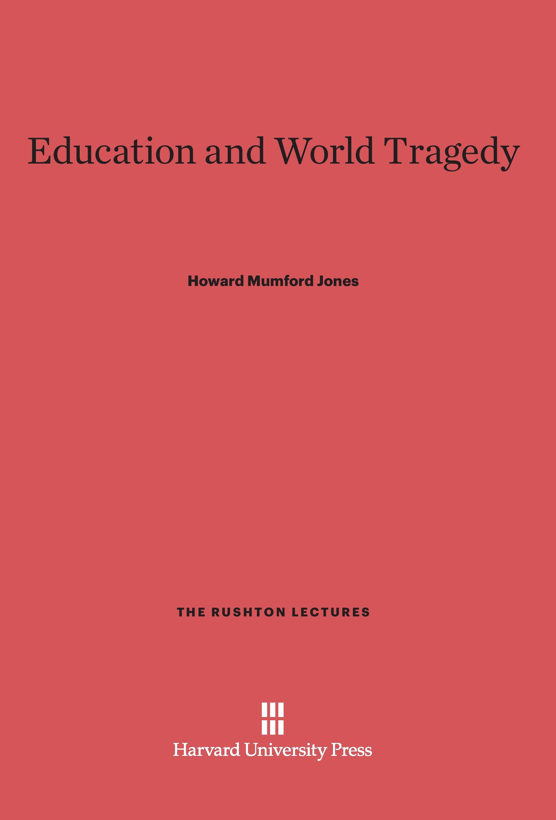 Vorderes Coverbild Education and World Tragedy