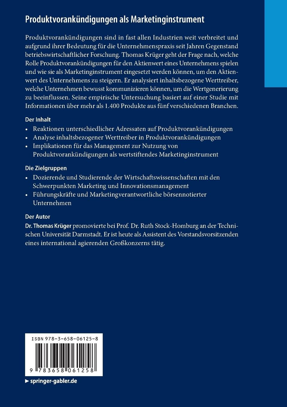 Rückseitencover Produktvorankündigungen als Marketinginstrument