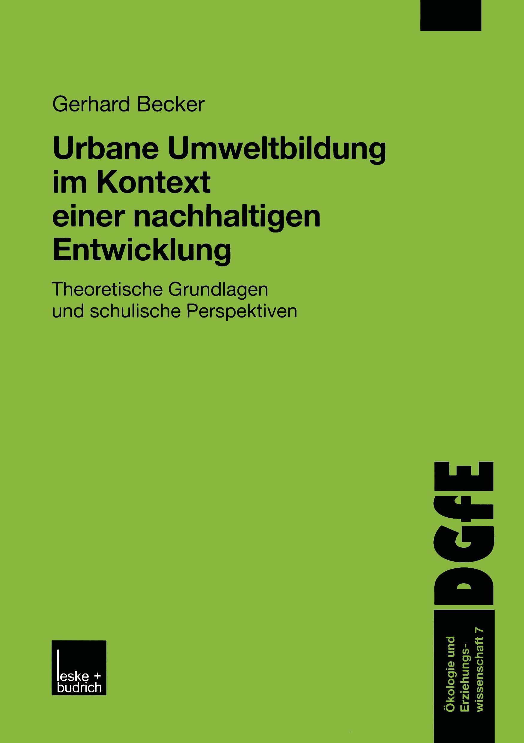 Vorderes Coverbild Urbane Umweltbildung im Kontext einer nachhaltigen Entwicklung