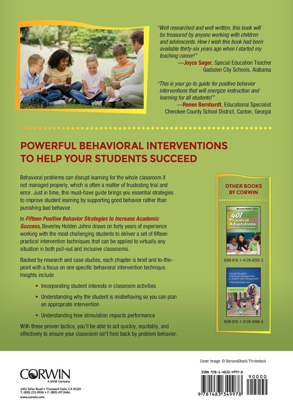 Rückseitencover Fifteen Positive Behavior Strategies to Increase Academic Success