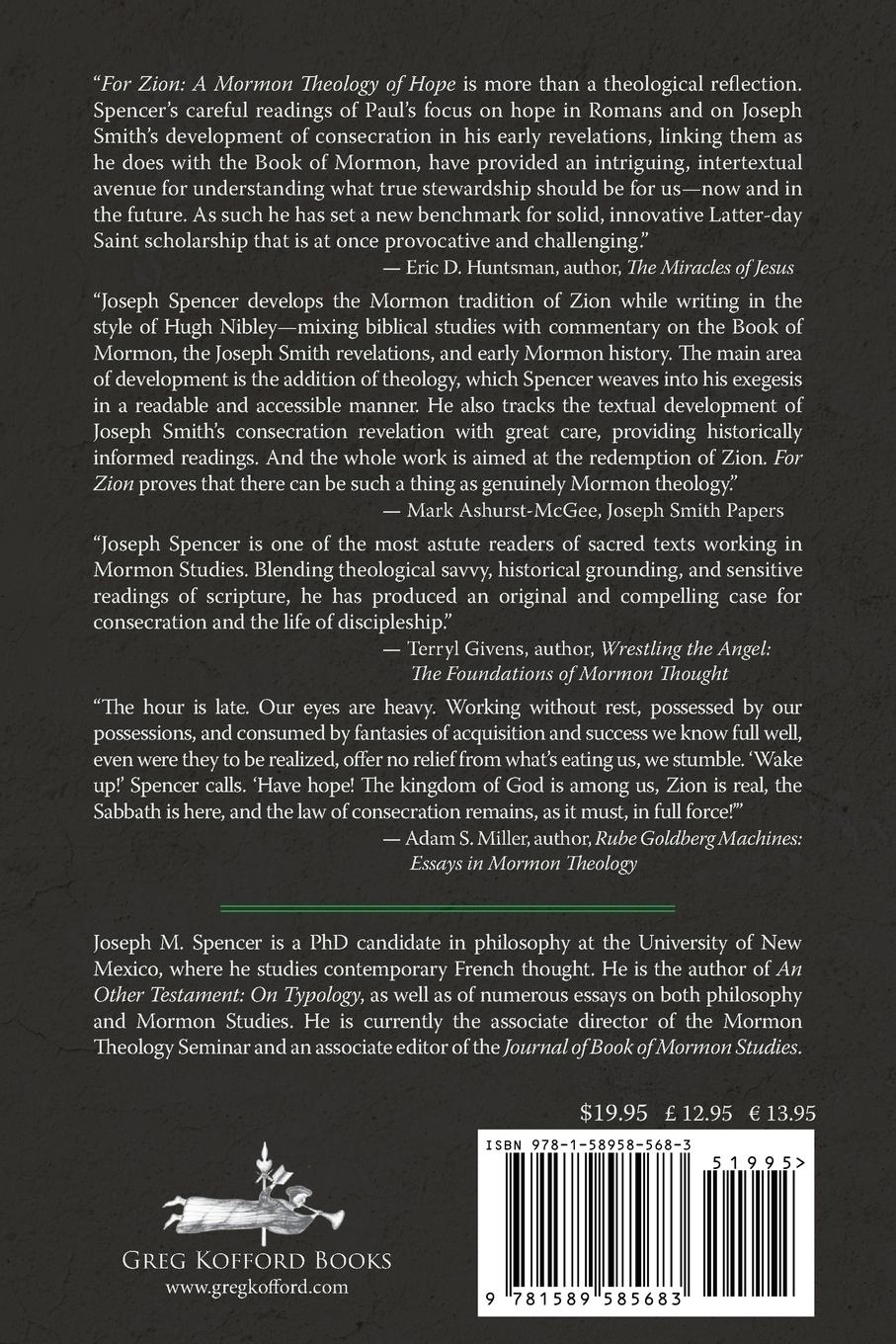 Rückseitencover For Zion: A Mormon Theology of Hope