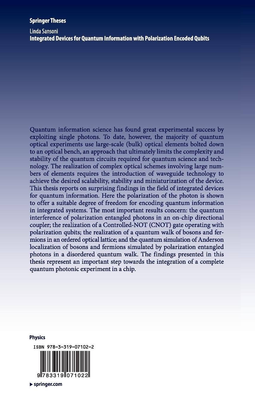 Rückseitencover Integrated Devices for Quantum Information with Polarization Encoded Qubits