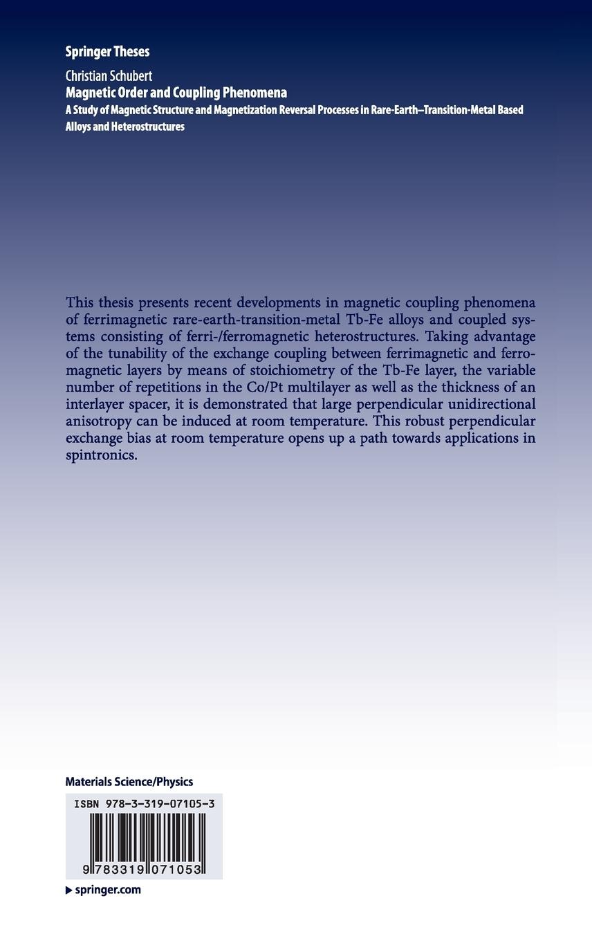 Rückseitencover Magnetic Order and Coupling Phenomena