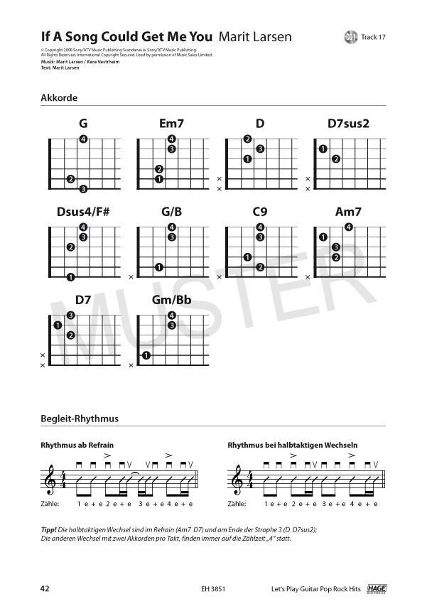 Beispielinhalt (Bild) Let's Play Guitar Pop Rock Hits + 2 CDs