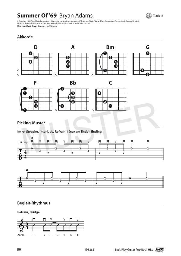 Beispielinhalt (Bild) Let's Play Guitar Pop Rock Hits + 2 CDs