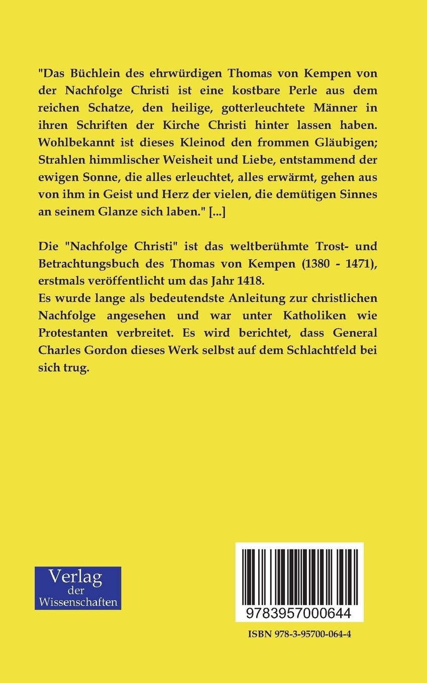 Rückseitencover Die Nachfolge Christi