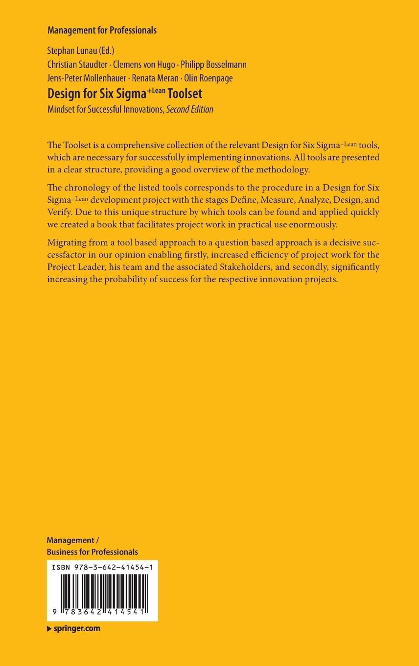 Rückseitencover Design for Six Sigma + LeanToolset