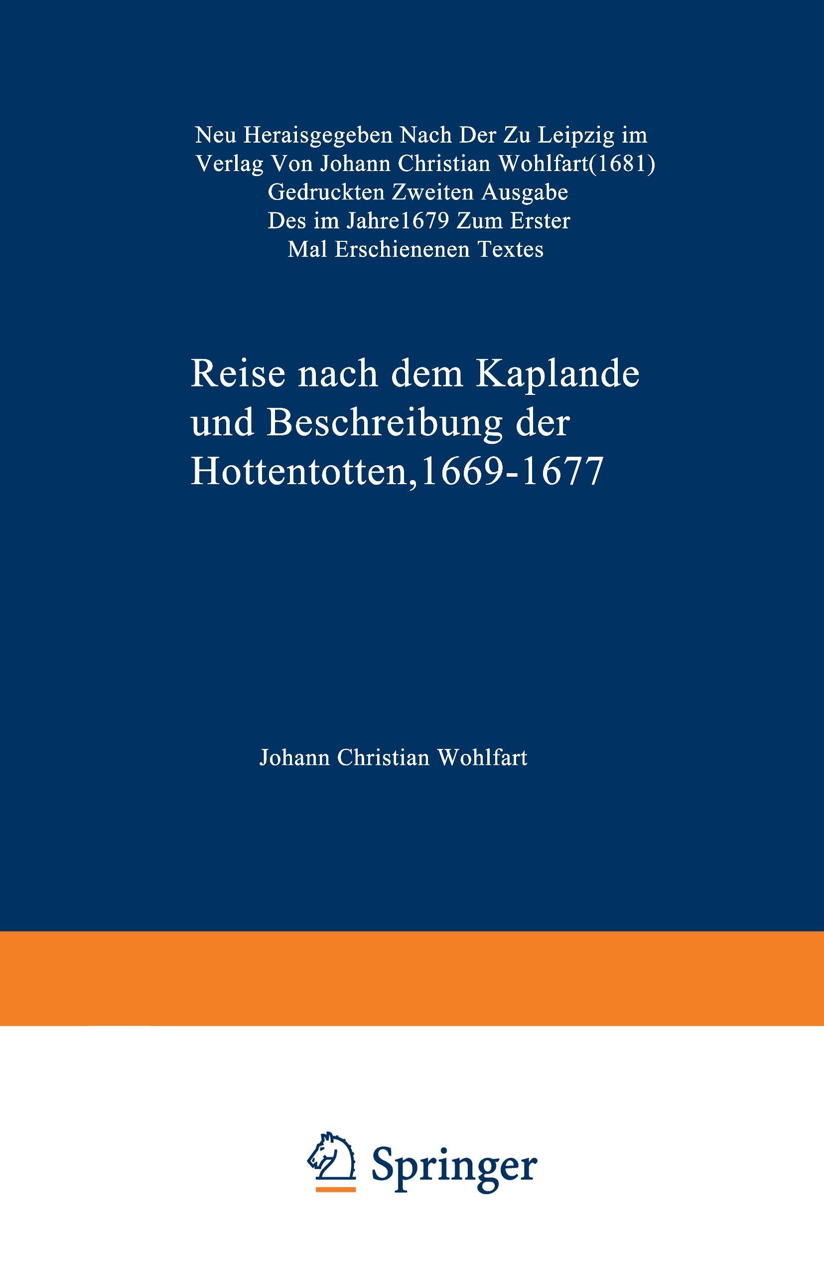 Vorderes Coverbild Reise nach dem Kaplande und Beschreibung der Hottentotten 1669-1677
