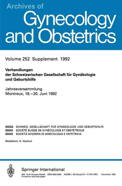 Vorderes Coverbild Verhandlungen der Schweizerischen Gesellschaft für Gynäkologie und Geburtshilfe