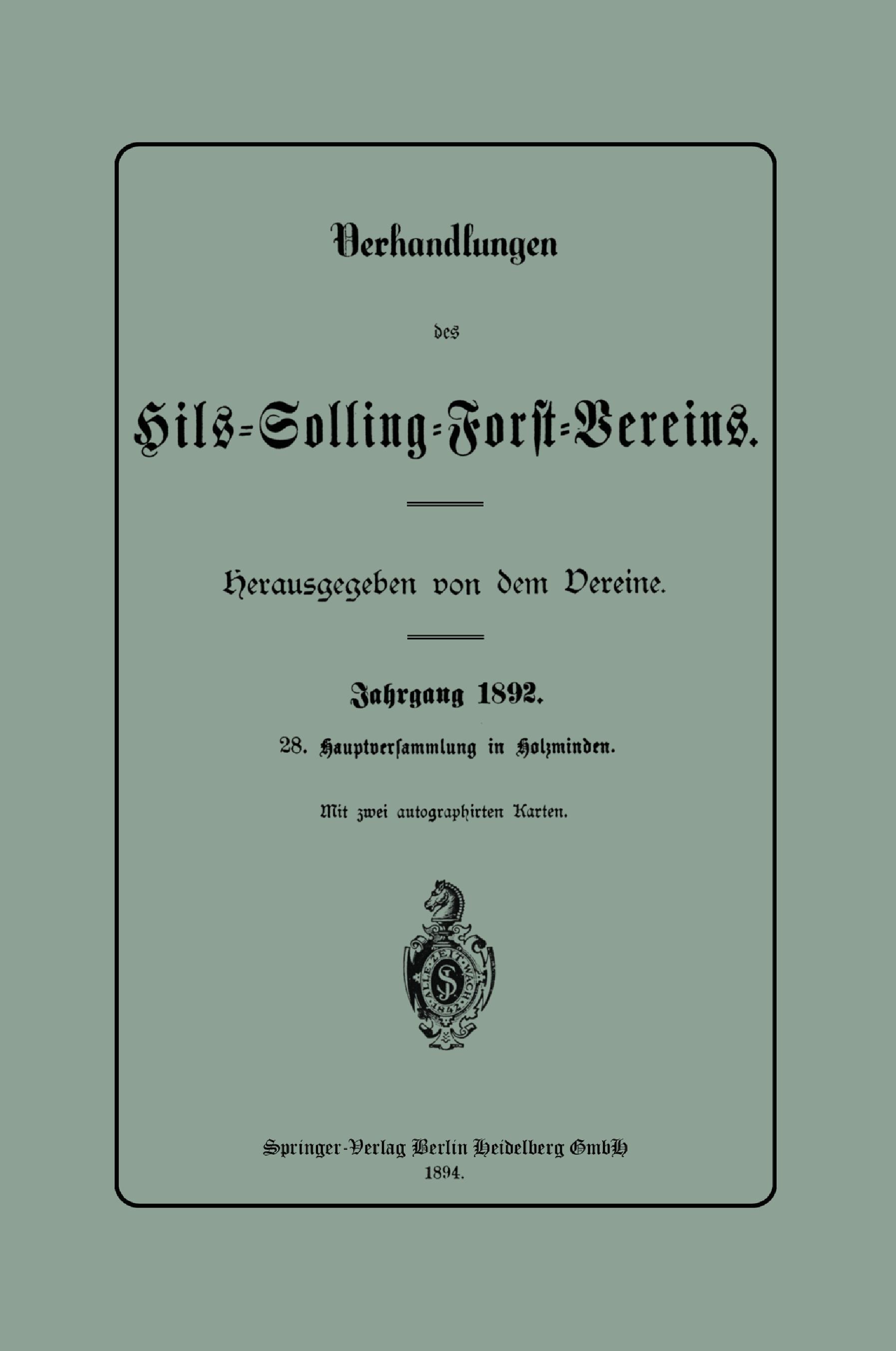 Vorderes Coverbild Verhandlungen des Hils-Solling-Forst-Vereins
