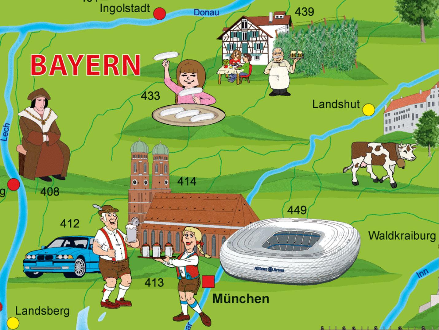 Beispielinhalt (Bild) Illustrierte Deutschlandkarte