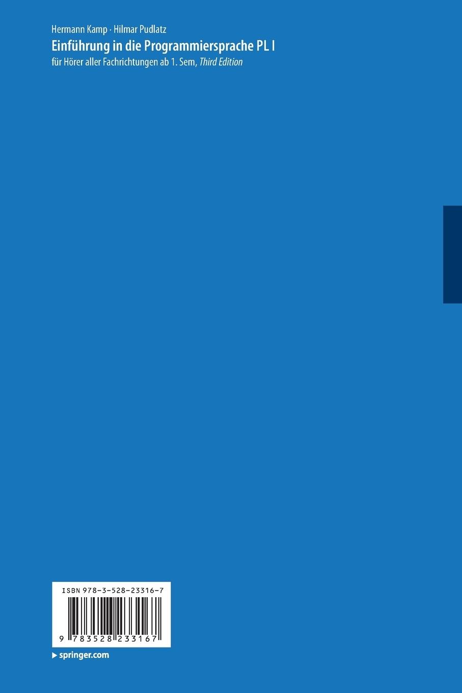 Rückseitencover Einführung in die Programmiersprache PL/I