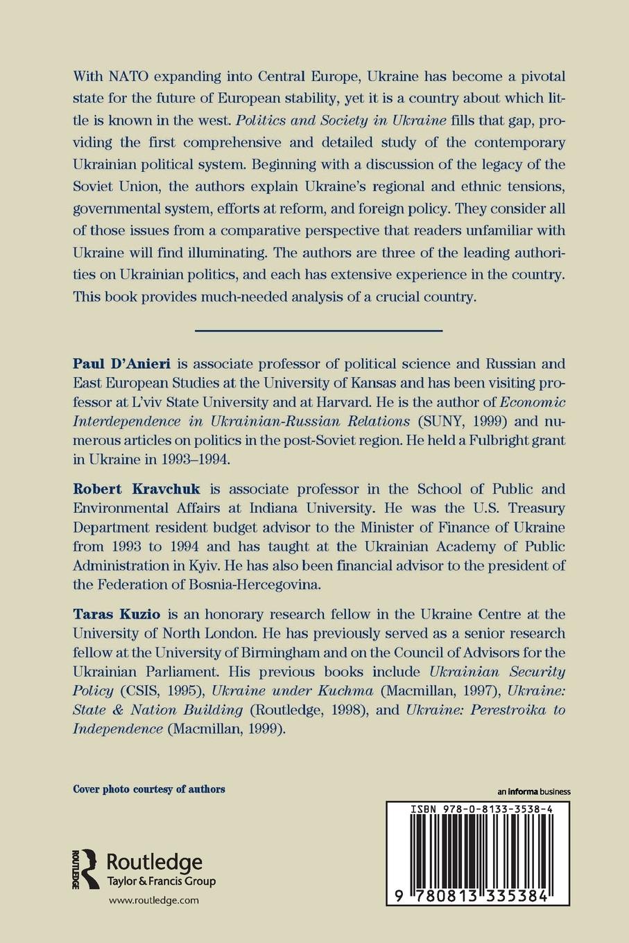 Rückseitencover Politics And Society In Ukraine