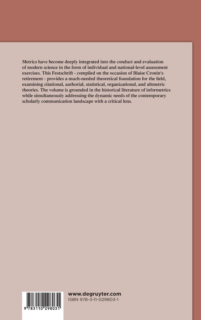 Rückseitencover Theories of Informetrics and Scholarly Communication