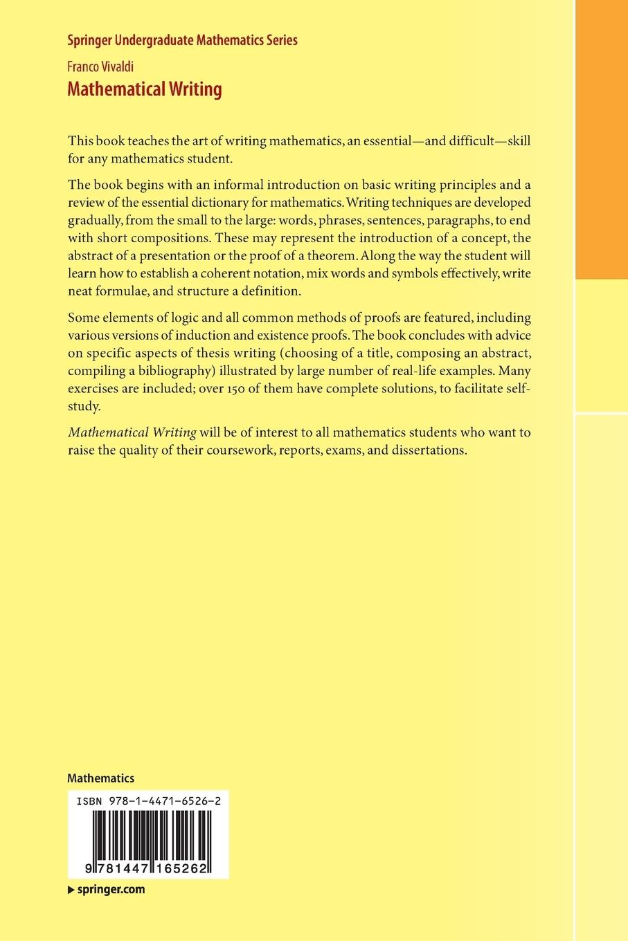 Rückseitencover Mathematical Writing