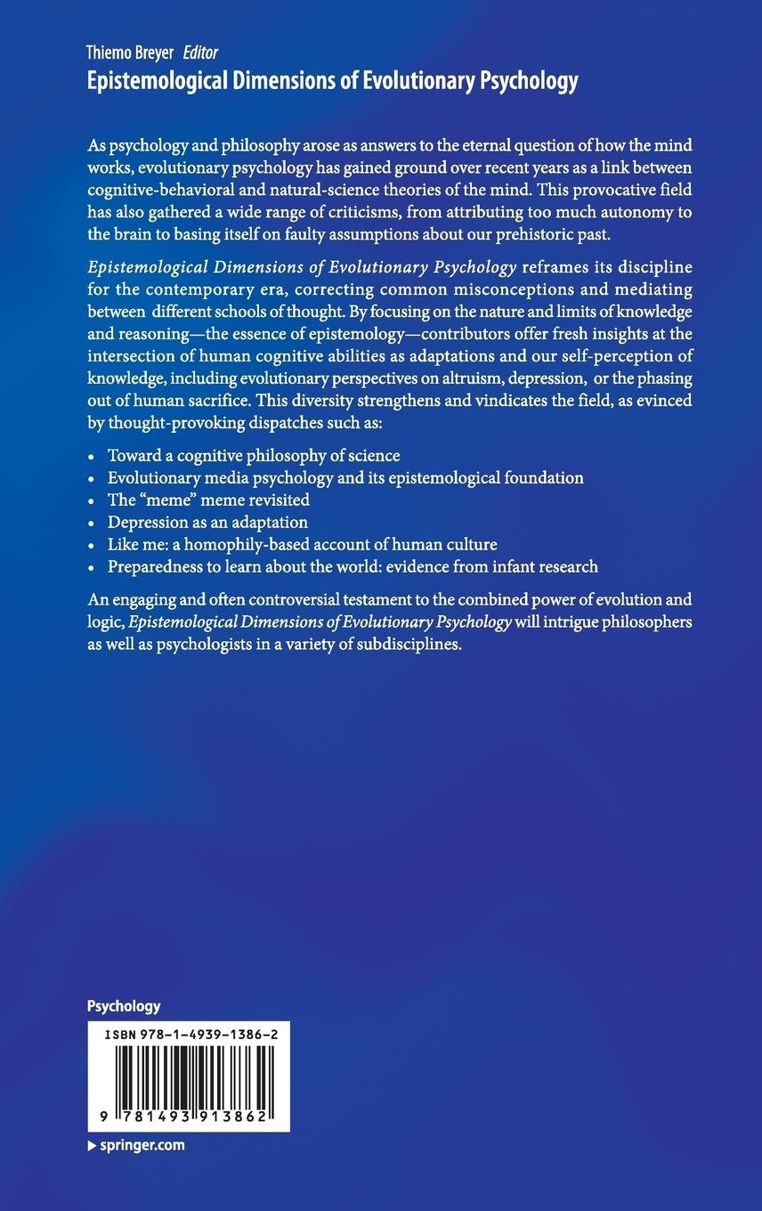 Rückseitencover Epistemological Dimensions of Evolutionary Psychology