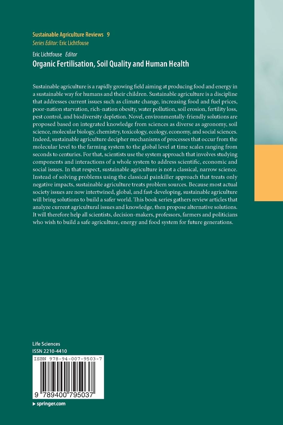 Rückseitencover Organic Fertilisation, Soil Quality and Human Health