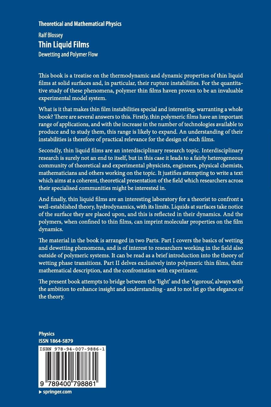 Rückseitencover Thin Liquid Films