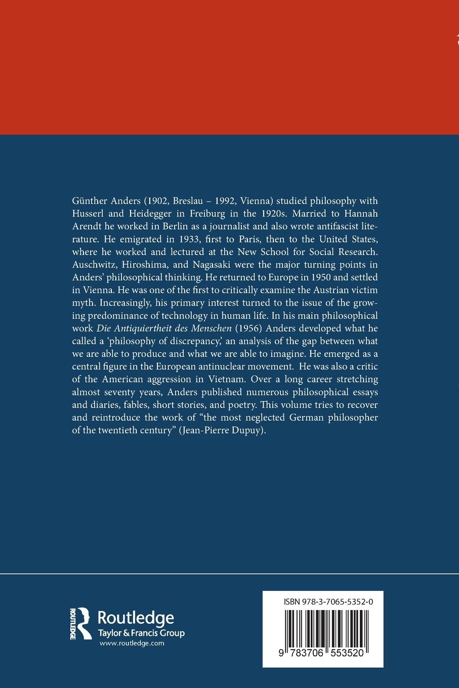 Rückseitencover The Life and Work of Günther Anders