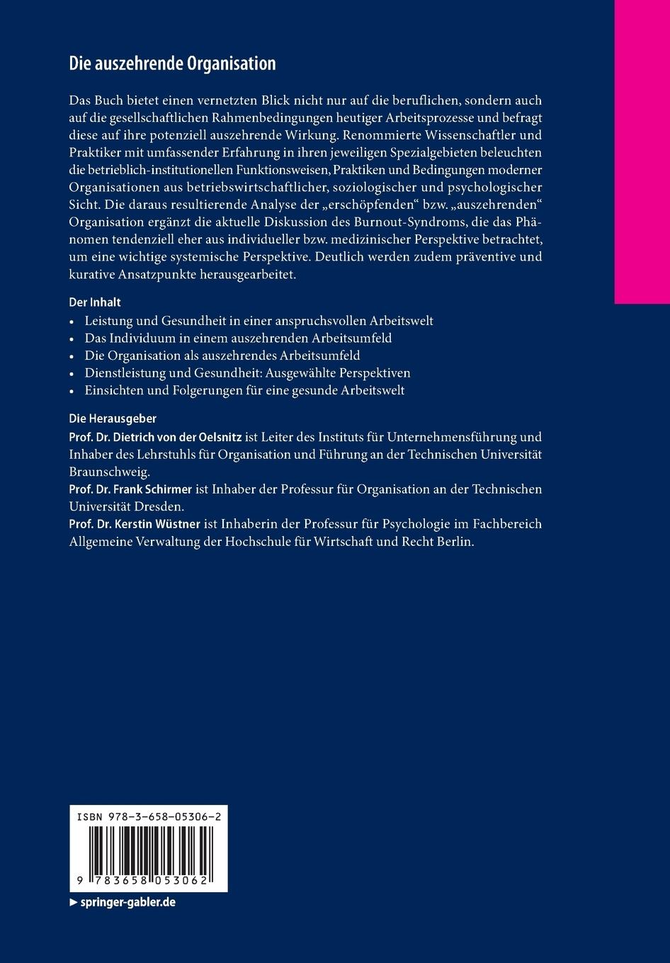 Rückseitencover Die auszehrende Organisation