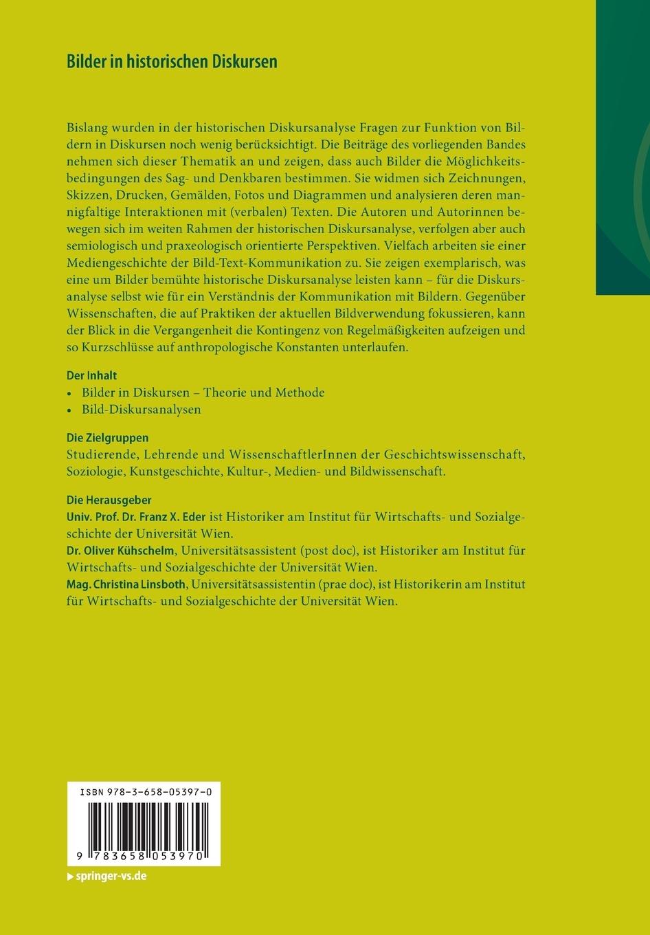 Rückseitencover Bilder in historischen Diskursen