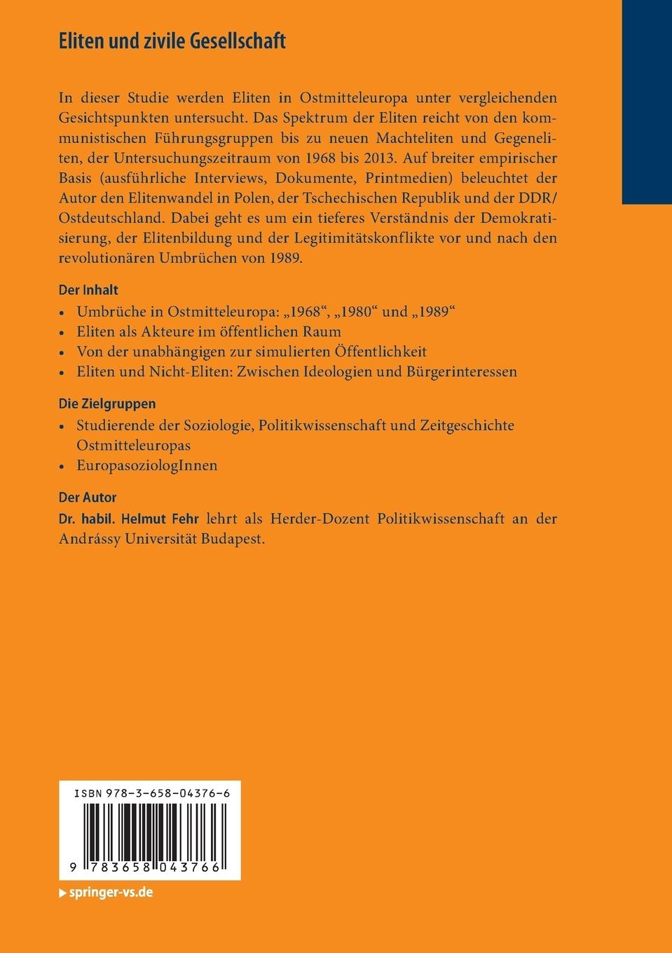 Rückseitencover Eliten und zivile Gesellschaft