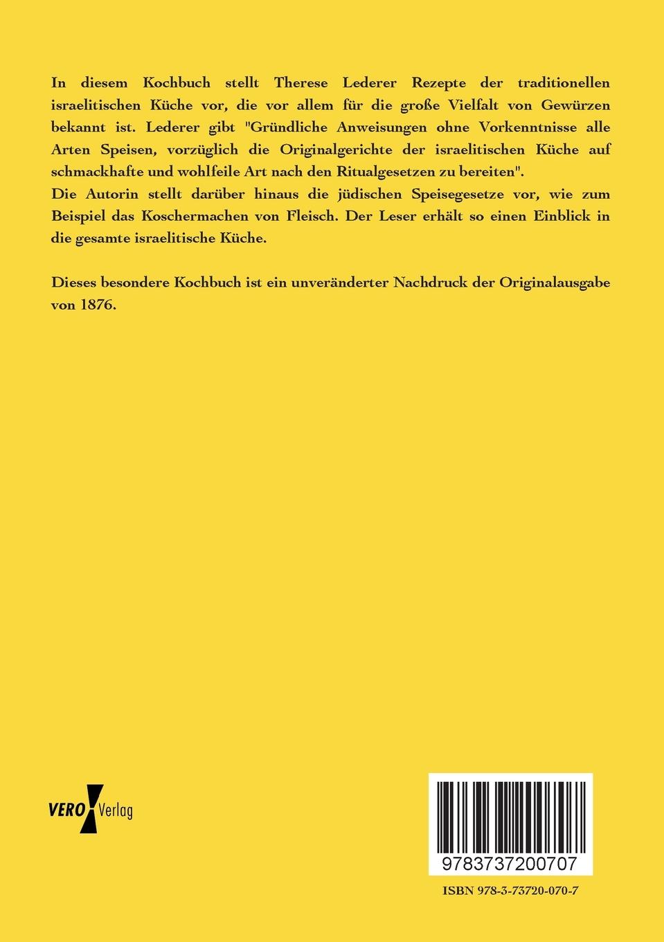 Rückseitencover Koch-Buch für israelitische Frauen