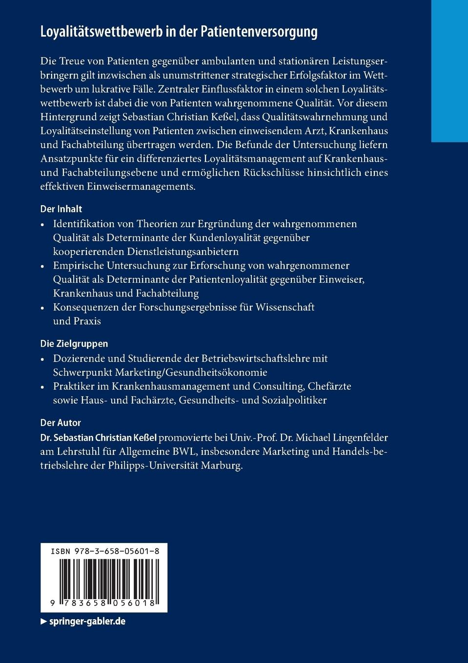 Rückseitencover Loyalitätswettbewerb in der Patientenversorgung