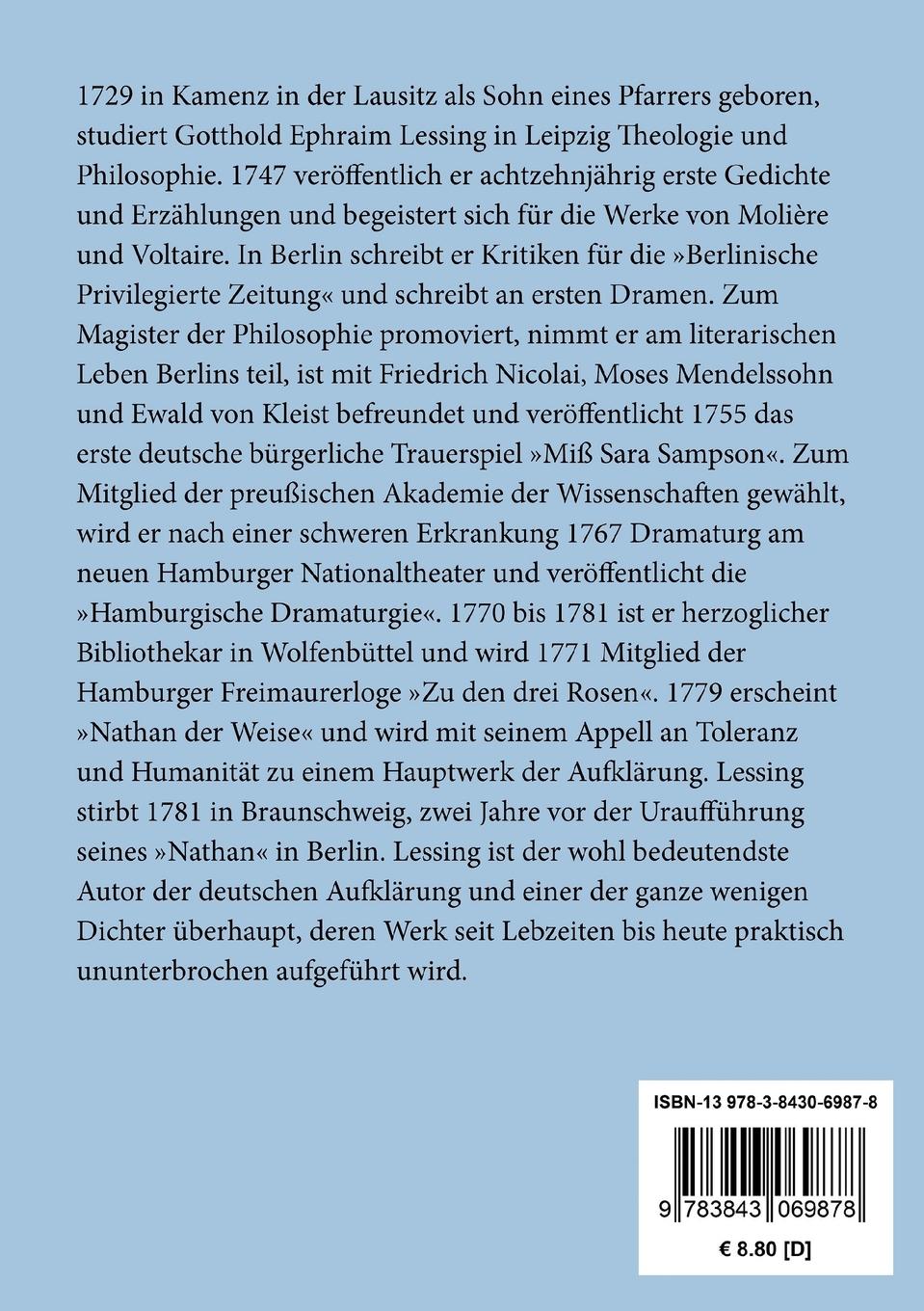 Rückseitencover Minna von Barnhelm, oder das Soldatenglück
