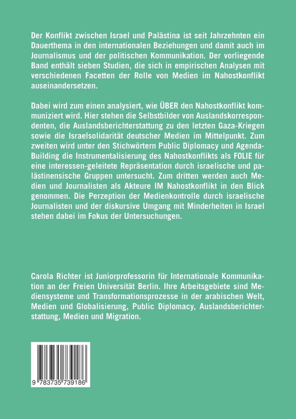 Rückseitencover Der Nahostkonflikt und die Medien