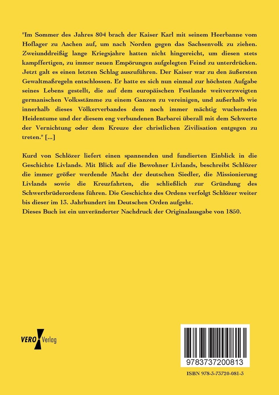 Rückseitencover Livland und die Anfänge deutschen Lebens im baltischen Norden