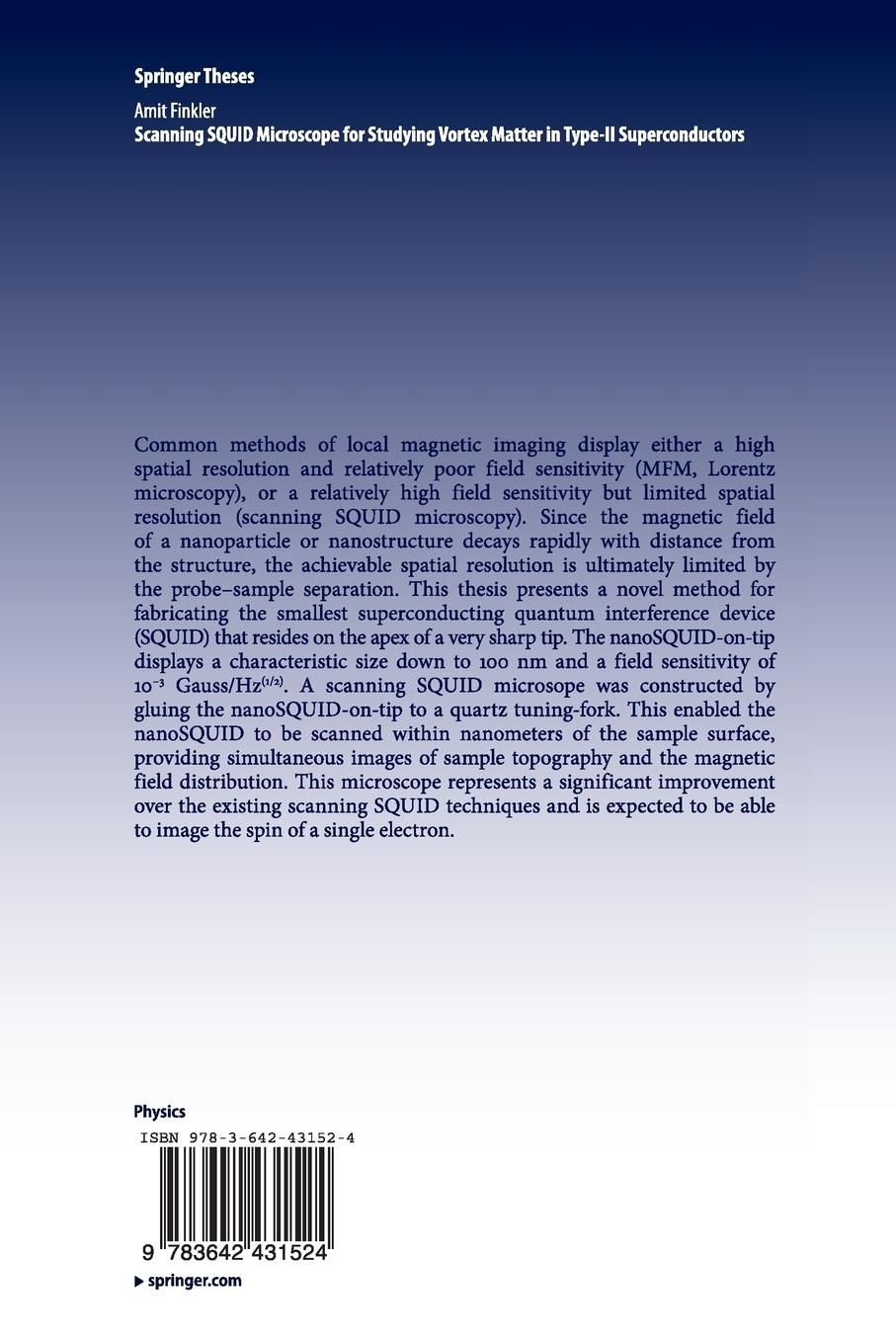 Rückseitencover Scanning SQUID Microscope for Studying Vortex Matter in Type-II Superconductors