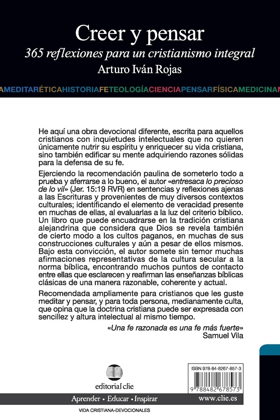 Rückseitencover Creer y Pensar