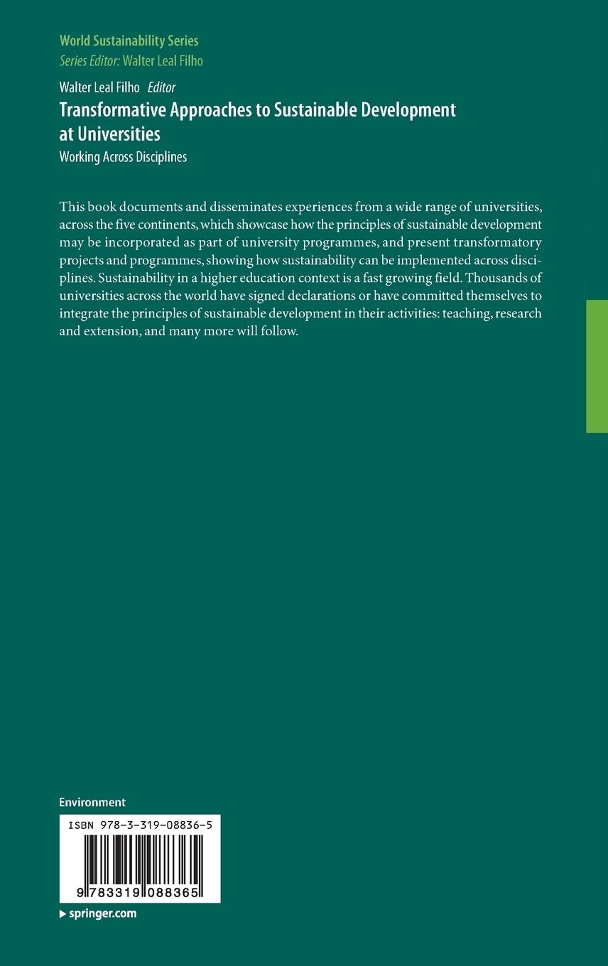 Rückseitencover Transformative Approaches to Sustainable Development at Universities